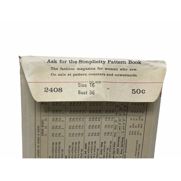 Simplicity 2408 Jr Misses & Misses Sheath Dress Jacket Sewing Pattern Size 16 - Picture 3 of 5